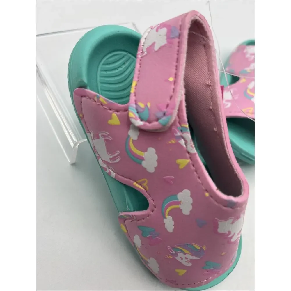 Zoogs Toddler Girls Water Sandals Size 6 Pink Teal Unicorn Beach Pool Summer NWT